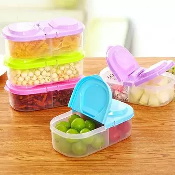 New Double Plastic Food Container Portable Lunch Box Camping Picnic Food Fruit Container Storage Box For Kids Dinnerware Supplie фиолетовый