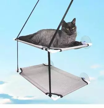 New Doublelayer Cat Hammock Bed suction cup Pet Bed Cats Small Dogs Sunny Window Seat Bearing 15kg Cat Accessories S