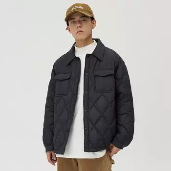 New Down Jacket Men s Winter Loose Short Lapel Fashion Trend Couple Top White Duck Down Jacket Men M чёрный