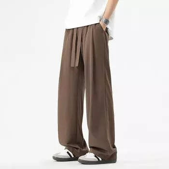 New Draped Trousers Spring and Summer Loose Straight-leg Casual Trousers for Boys High Waist Wide-leg Trousers M