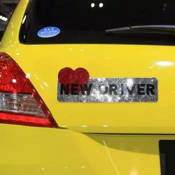 New Driver Car Stickers for Auto Reflective Sign Safety Sign for Student Teen Car Decoration Bling Car Assessoires for Girls белый