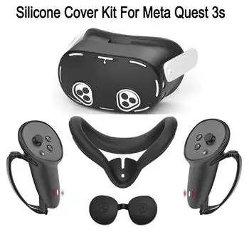 New Durable Soft Pack of 5 Silicone Protect Cover Set VR Accessories For Meta Quest 3S Covers Kit Christmas Gift чёрный