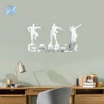 New E-Sports Game Mirror Sticker 1mm Acrylic Wall Sticker Room Game Ten Wall Sticker Silver-JM3421