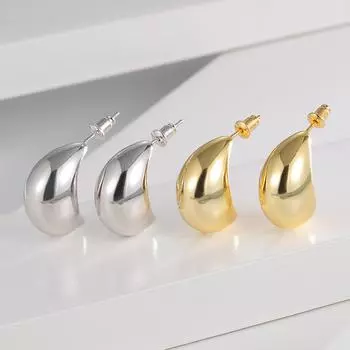 New earrings 925 silver needle ear rings female simple and cold water drop ear buckles round circle ear jewelry