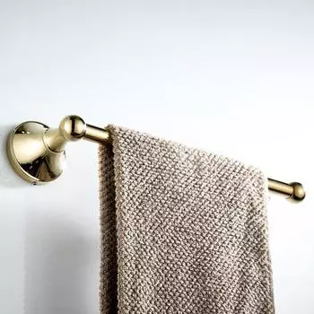 New electrogilding Towel Hanger Wall Mounted Towel Rack Bathroom Brass Towel Bar Rail accessories Embossed single chassis золотой