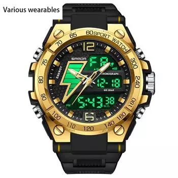 Новые электронные часы корейской версии, водонепроницаемые, модные, черные, технологические, многофункциональные, мужские, с будильником