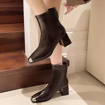 New Elegant Heeled Women s Long Boots High Heels Leather Brown Ladies Knee Shaft Shoes Pointed Toe Black Patent Leather Boots 35