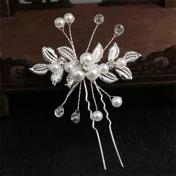 New Elegant Pearl Crystal Hairpin Wedding Bridal U-shaped Metal Hair Comb Forks for Women Hairstyle Clips Jewelry Accessories