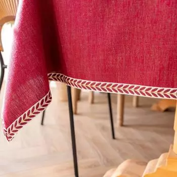 New Embroidered Edge Table Cloth High Quality Outdoor Table Mat Plaid Solid Color Thickened Cotton And Linen Table Cover 40*60cm