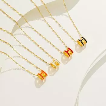 Новые эмалевые буквы H простые титановые стальные подвески ожерелья для женщин золотого цвета горячая ключичная цепочка для вечеринки ювелирные изделия подарок 45cm