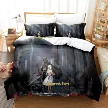New ENDER LILIES Quietus of the Knights Bedding Set Cartoon Anime three-piece set Adult Kid Bedroom Duvetcover Sets 3D Print 70x133cm 2pcs