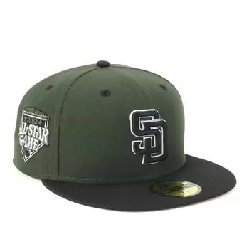 New Era 59FIFTY Cap by MLB San Diego SD Dark Seaweed Side Under ONSPOTZ and Side Straight Flat Deep Gill BB UV Design (70899488, NER36C0781) Padres,