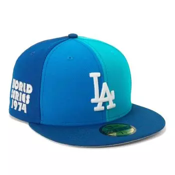 New Era 59FIFTY Cap featuring Shohei Ohtani of the MLB Los Angeles Dodgers in LA Blue Mix blue with a side patch and under This ONSPOTZ exclusive cap