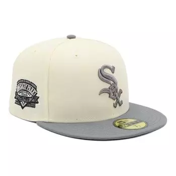 New Era 59FIFTY Cap MLB Chicago White Sox CWS 7 Side Under ONSPOTZ and Side Flat (70930904, NER36C8129) Chrome/Gray/White, 1/2 Patch, 2-Tone Visor,