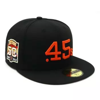 New Era 59FIFTY Cap MLB Houston Astros HOU45 Black with Side Patch and Under Exclusive to and Gokyu Fifty 5950 Side Patch Straight Flat Perfect for