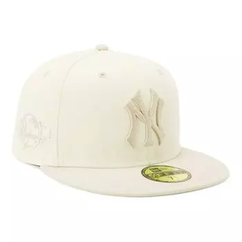 New Era 59FIFTY Cap MLB New York Yankees NY White Beige Side Patch ONSPOTZ Exclusive and Hat 5950 Side Patch Straight Flat Visor Deep BB New Gill UV