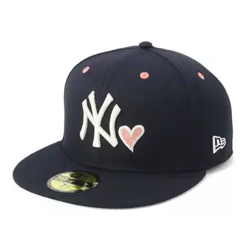 New Era 59FIFTY Cap MLB New York Yankees NY Navy Heart UNDER VISOR ONSPOTZ Exclusive and Gokyu Fifty 5950 Straight Flat Visor Perfect for Spring and