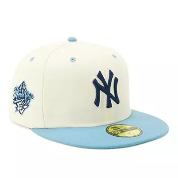 New Era 59FIFTY Cap MLB New York Yankees NY Blue White SIDE PATCH ONSPOTZ Exclusive and 5950 Side Patch Straight Flat Visor Deep BB New Gill UV