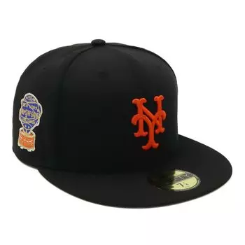 New Era 59FIFTY Cap MLB New York Mets NYM Black with Side Patch and Under Exclusive to and Gokyu Fifty 5950 Side Patch Straight Flat Perfect for