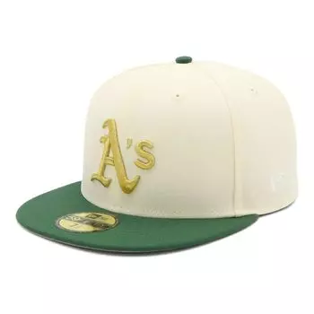 New Era 59FIFTY Cap MLB Oakland OAK Size Under ONSPOTZ and Flat Sun UV Variety (70930896, NER36C9294), Athletics, Chrome/Green/White, 8, 2-Tone Visor,