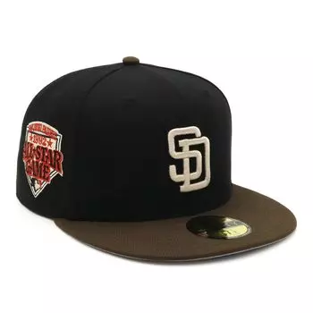 New Era 59FIFTY Cap MLB San Diego Padres SD Black Side Patch Under Exclusive to and 5950 Side Patch Straight Flat Adjustable Everyday Wear (14561975