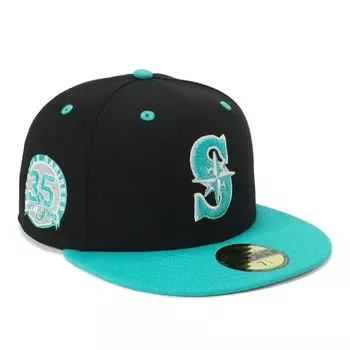 New Era 59FIFTY Cap MLB Seattle Mariners SEA Size 7 Side Under Exclusive to and Side Straight Flat Plus Sizes Available (70907353, NER35C0391)