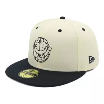 New Era 59FIFTY Doraemon Collaboration Chrome 7 5950 DORAEMON DRAWING CHR NVY Cap, White, 1/2 inch,