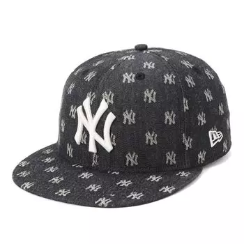 New Era 59FIFTY MLB Monogram Jacquard Cap in NY Size 7 JAQ NEYYAN BLK CHR NER36C6673 Black/Chrome, (5950), (14388853),