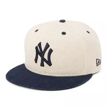 New Era 59FIFTY MLB NY Size 7 5950 OATMEAL NEYYAN OAT NER36C1460 Two-Tone Oatmeal/Navy Cap, 5/8, IND, 14388837,