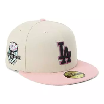 New Era 59FIFTY MLB ONSPOTZ Exclusive LA Sizes 7 59Fifty Stone Pink Rouge Side Los Angeles Dodgers Stone/Pink Cap, 5/8, Patch,
