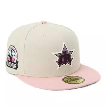 New Era 59FIFTY MLB ONSPOTZ Exclusive SEA Sizes 7 59Fifty Stone Pink Rouge Side Seattle Mariners Stone/Pink Cap, 5/8, Patch,