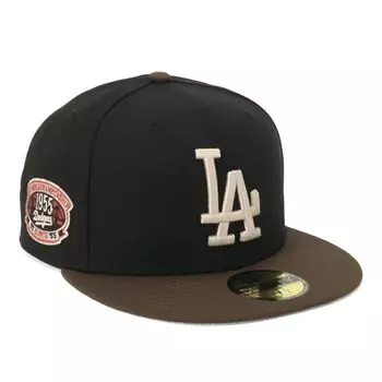 New Era 59Fifty Side Patch ONSPOTZ LA Size 7 Black Walnut Side MLB Los Angeles Dodgers Cap, Exclusive, Black/Walnut, 3/8, 2-Tone Color, Patch,