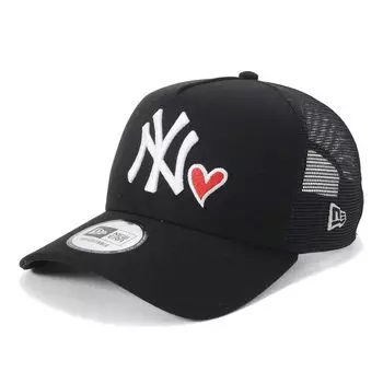 New Era 9Forty Trucker with MLB New York Mesh NY Exclusive to Onspotz A-Frame Heart, Yankees, Cap, Black,