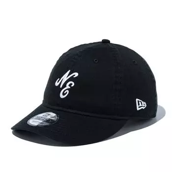 New Era 9THIRTY Washed Cap with NE Size 930 Washed Nelogo Black 25J Logo, Black, L/XL, White,