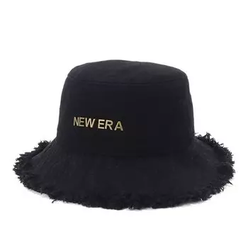 New Era BUCKET01 CUT OFF METAL LOGO BLK Cotton Bucket Hat with Metal Sizes Cut-Off Logo, Black, M/L