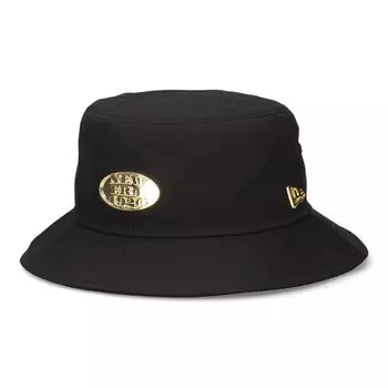 New Era Bucket Metal BUCKET01 METAL PLATE BLK GLD 251 14388516 NER36C5132 Hat, Cotton, Plate, Black/Metal Gold, M/L,