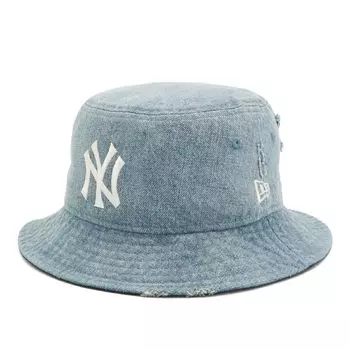 New Era Bucket MLB Damaged NY Washed Size BUCKET01 MLB DAMAGED NEYYAN NER36C8824 Hat, Denim, Denim, S/M, WDNM, 14388513,