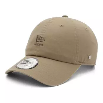 New Era Casual Classic Cotton Cap with Metal Flag Logo and British Khaki Finish CC Flag and Black (Free Wordmark, Khaki)