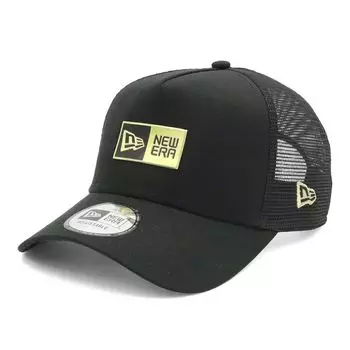 New Era Mesh Cap with Box Free 940AFTR Box NER36C3348 9FORTYA-Frame Logo, Black/Gold, Size, TPU, Black/Gold, 14388657,