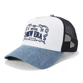 New Era Mesh Free FRAME NER36C4517 9FORTYA-Frame Cap, Cotton, White/Washed Denim, Size, 940AFTR, LOGO, White, WDNM, 14388634,