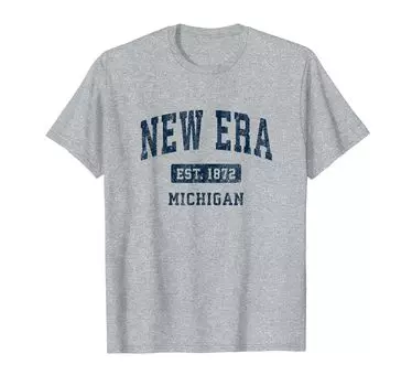 New Era Michigan MI Винтажный спортивный дизайн. Футболка