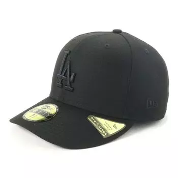 New Era MLB 59FIFTY LA Size 7 Size 25J Pre-Curved Hat, Black/Black, 1/2, PC5950, LOSDOD, Black,