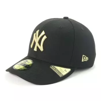 New Era MLB 59FIFTY NY Size 7 NEYYAN MGLD 25J Pre-Curved Cap, Black/Gold, 3/4, PC5950, BLK,