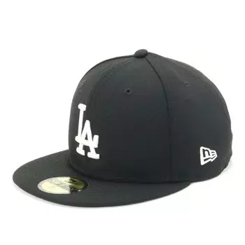 New Era MLB Los Angeles Dodgers Flat Visor Size 5950 LOSDOD BLK Size 25J Cap, Black/White, 8, SWHI,