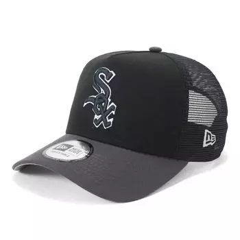 New Era MLB Mesh ONSPOTZ CWS Free 9Forty Trucker CS Dark Chicago White Sox 9FORTYA-FRAME Cap, Exclusive, Black/Graphite, Shipping, A-Frame 2-Tone