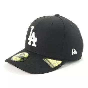 New Era New Era Cap MLB Precurved 59FIFTY Hat LA 7 PC5950 LOSDOD BLK SWHI 25J Black/White