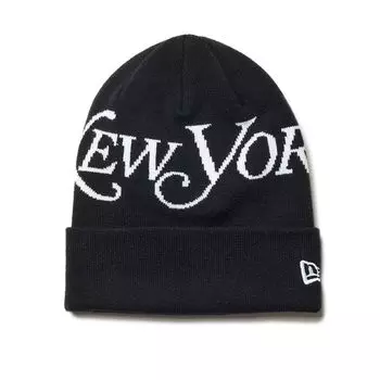 New Era New Era Вязаная шапка-манжета, коллаборация с журналом New York Magazine, черный БЕСПЛАТНЫЙ BC KNIT BIG LOGO NYMG BLK