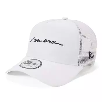 New Era Trucker Handwritten Logo Mesh Exclusive to Free Shipping 9FORTYA-FRAME Cap, White, ONSPOTZ,
