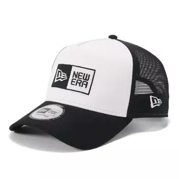 New Era Trucker Mesh Cap with Box Free Size 940AF TR BOXLOGO BLK WHI Size 25J 9FORTYA-Frame Logo, White/Black, WHI,