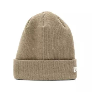 New Era Вязаная шапка единого размера, с отворотом, бежевая,